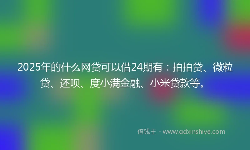 2025年的什么网贷可以借24期有：拍拍贷、微粒贷、还呗、度小满金融、小米贷款等。