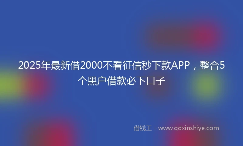 2025年最新借2000不看征信秒下款APP，整合5个黑户借款必下口子