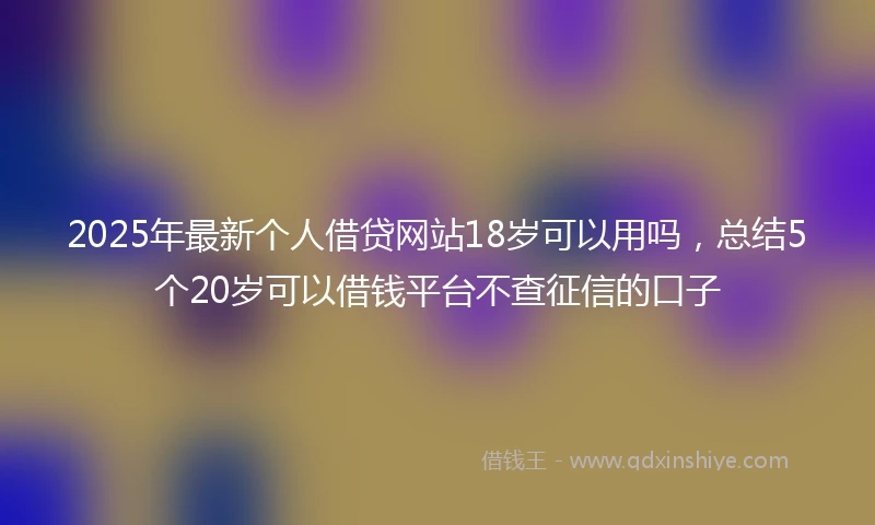 2025年最新个人借贷网站18岁可以用吗，总结5个20岁可以借钱平台不查征信的口子