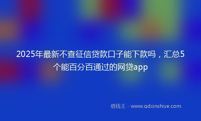 2025年最新不查征信贷款口子能下款吗，汇总5个能百分百通过的网贷app
