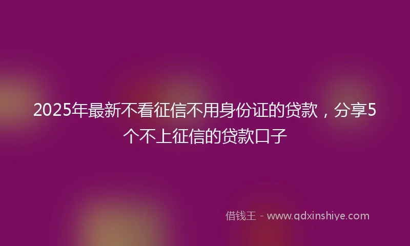 2025年最新不看征信不用身份证的贷款，分享5个不上征信的贷款口子