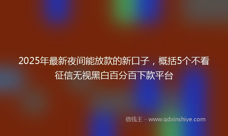2025年最新夜间能放款的新口子，概括5个不看征信无视黑白百分百下款平台