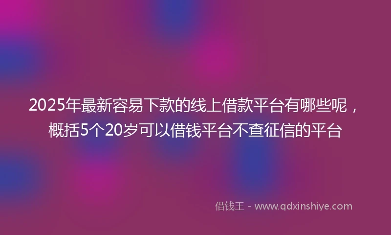 2025年最新容易下款的线上借款平台有哪些呢，概括5个20岁可以借钱平台不查征信的平台