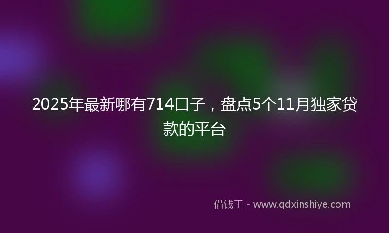 2025年最新哪有714口子，盘点5个11月独家贷款的平台