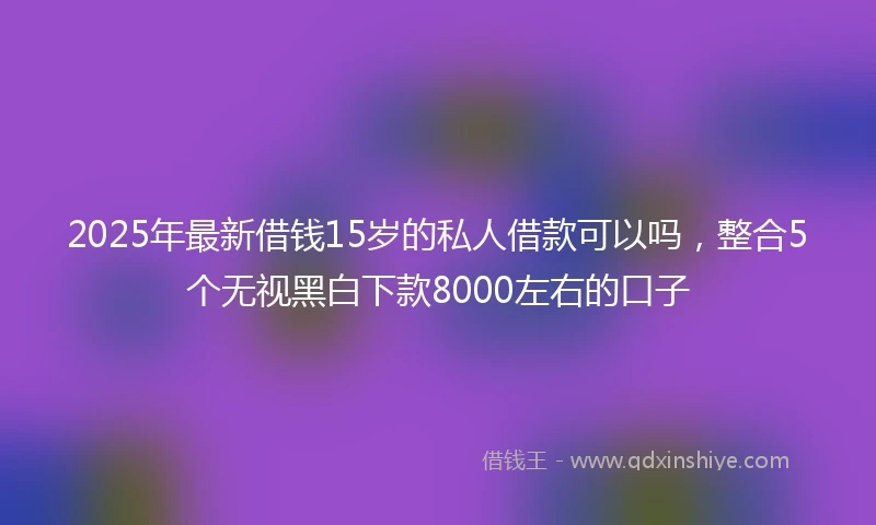 2025年最新借钱15岁的私人借款可以吗，整合5个无视黑白下款8000左右的口子
