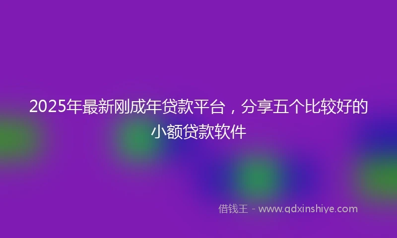 2025年最新刚成年贷款平台，分享五个比较好的小额贷款软件