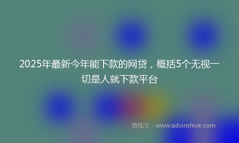 2025年最新今年能下款的网贷，概括5个无视一切是人就下款平台