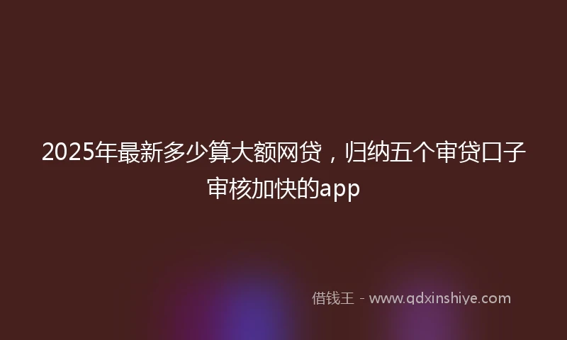 2025年最新多少算大额网贷，归纳五个审贷口子审核加快的app