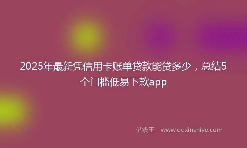 2025年最新凭信用卡账单贷款能贷多少，总结5个门槛低易下款app