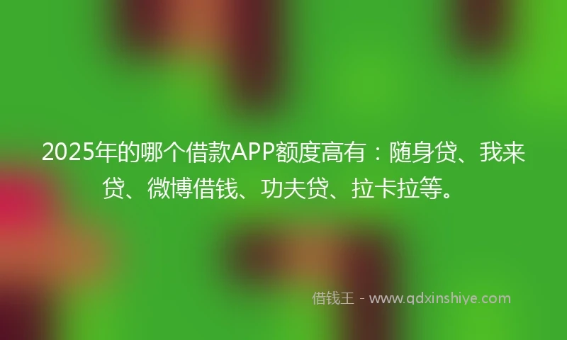2025年的哪个借款APP额度高有：随身贷、我来贷、微博借钱、功夫贷、拉卡拉等。