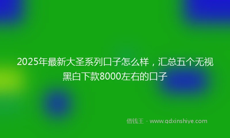 2025年最新大圣系列口子怎么样，汇总五个无视黑白下款8000左右的口子