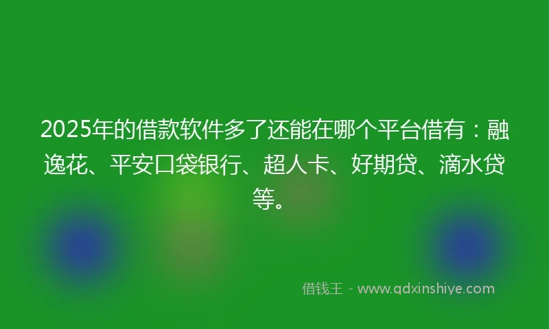 2025年的借款软件多了还能在哪个平台借有：融逸花、平安口袋银行、超人卡、好期贷、滴水贷等。