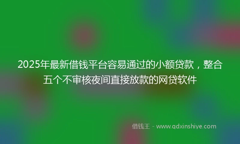 2025年最新借钱平台容易通过的小额贷款，整合五个不审核夜间直接放款的网贷软件