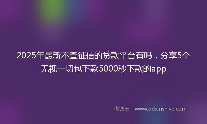 2025年最新不查征信的贷款平台有吗，分享5个无视一切包下款5000秒下款的app