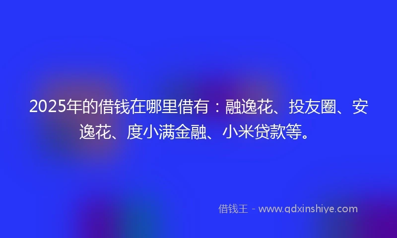 2025年的借钱在哪里借有：融逸花、投友圈、安逸花、度小满金融、小米贷款等。