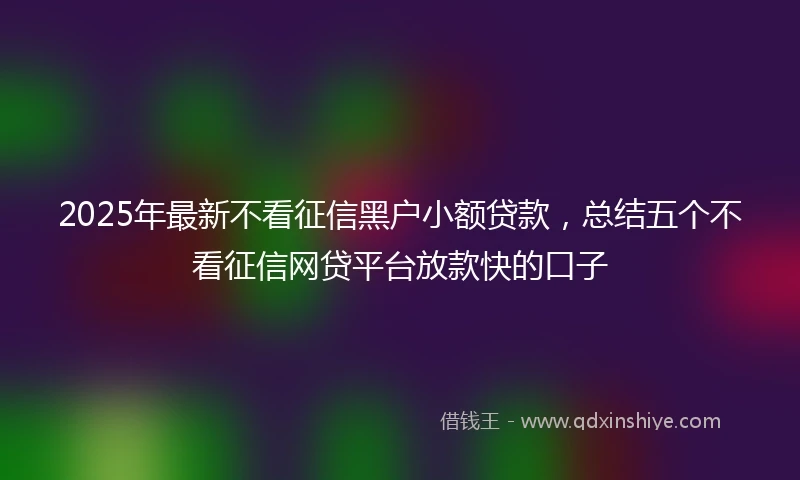 2025年最新不看征信黑户小额贷款，总结五个不看征信网贷平台放款快的口子