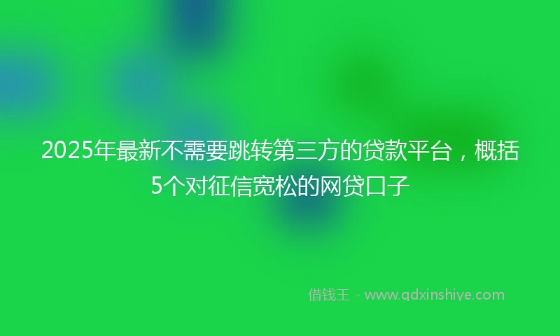 2025年最新不需要跳转第三方的贷款平台，概括5个对征信宽松的网贷口子
