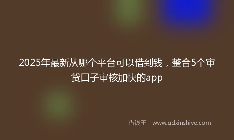 2025年最新从哪个平台可以借到钱，整合5个审贷口子审核加快的app