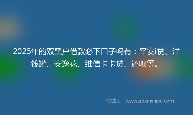 2025年的双黑户借款必下口子吗有：平安i贷、洋钱罐、安逸花、维信卡卡贷、还呗等。