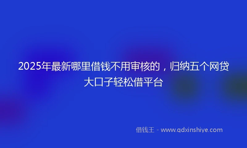 2025年最新哪里借钱不用审核的，归纳五个网贷大口子轻松借平台