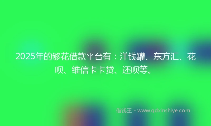 2025年的够花借款平台有：洋钱罐、东方汇、花呗、维信卡卡贷、还呗等。