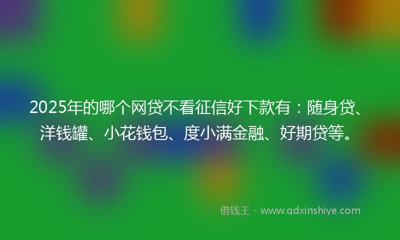 2025年的哪个网贷不看征信好下款有：随身贷、洋钱罐、小花钱包、度小满金融、好期贷等。