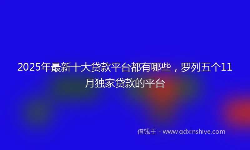 2025年最新十大贷款平台都有哪些，罗列五个11月独家贷款的平台