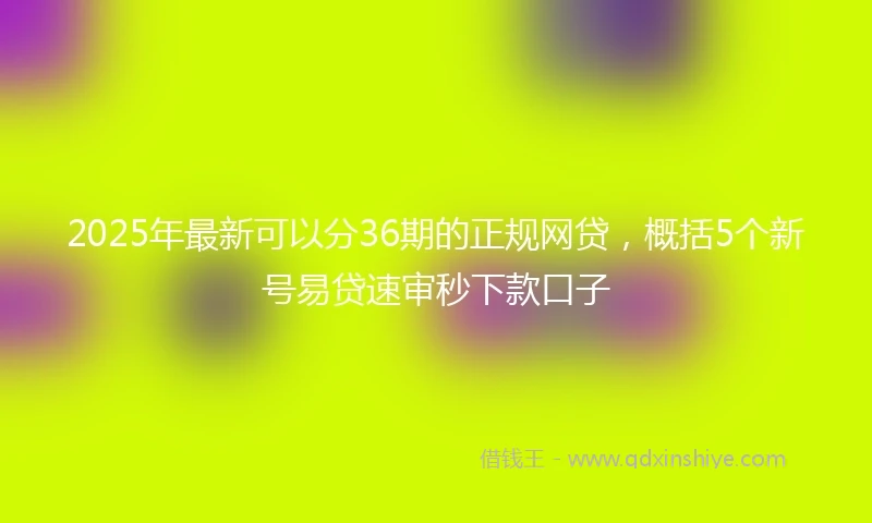 2025年最新可以分36期的正规网贷，概括5个新号易贷速审秒下款口子