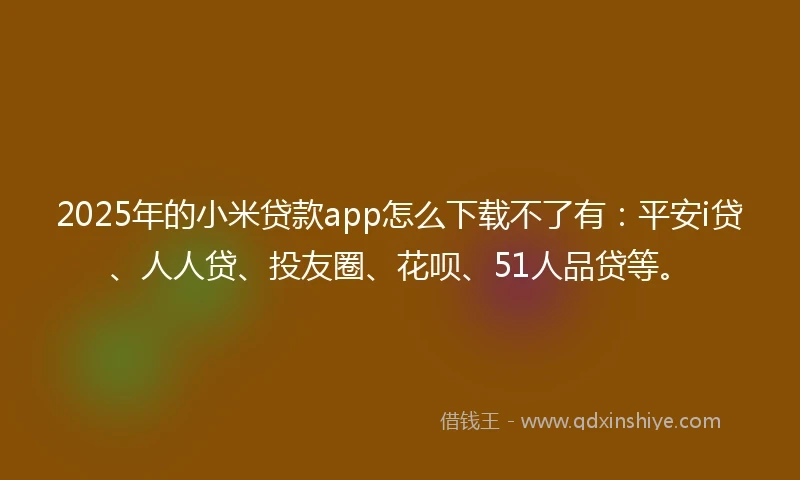 2025年的小米贷款app怎么下载不了有：平安i贷、人人贷、投友圈、花呗、51人品贷等。