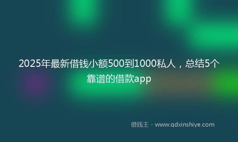 2025年最新借钱小额500到1000私人，总结5个靠谱的借款app
