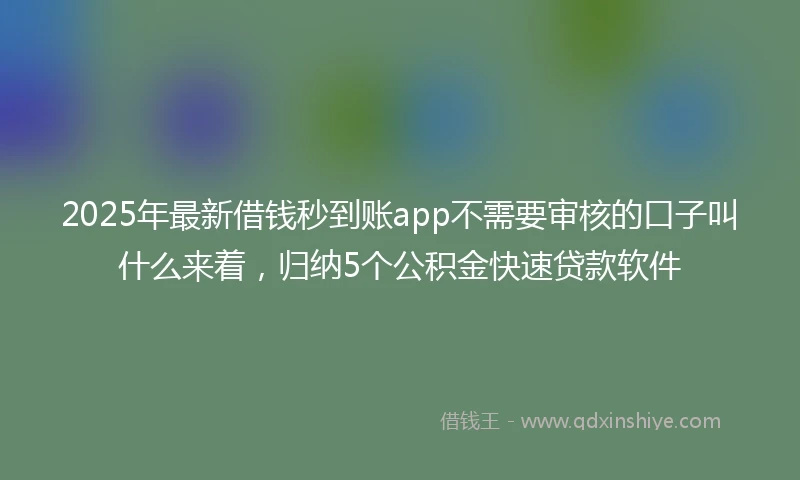 2025年最新借钱秒到账app不需要审核的口子叫什么来着，归纳5个公积金快速贷款软件