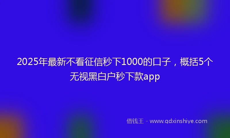 2025年最新不看征信秒下1000的口子，概括5个无视黑白户秒下款app