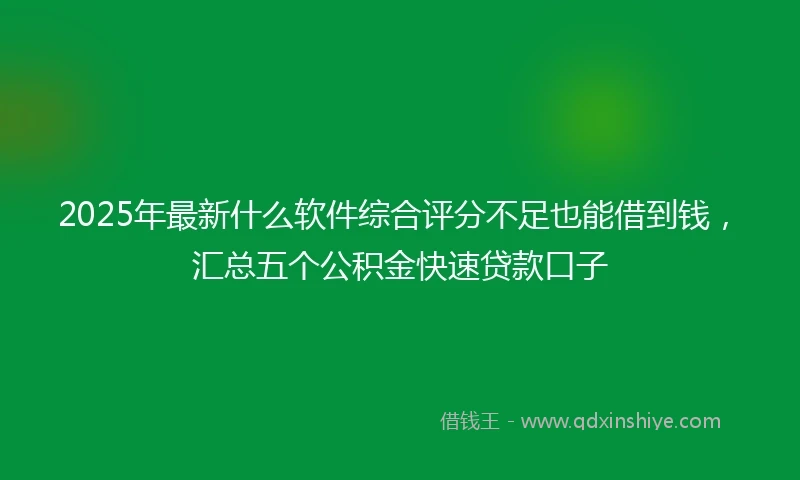 2025年最新什么软件综合评分不足也能借到钱，汇总五个公积金快速贷款口子