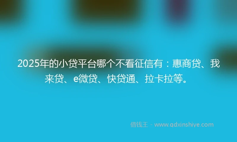 2025年的小贷平台哪个不看征信有：惠商贷、我来贷、e微贷、快贷通、拉卡拉等。