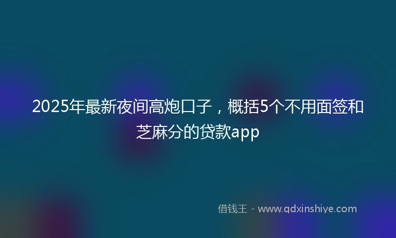 2025年最新夜间高炮口子，概括5个不用面签和芝麻分的贷款app