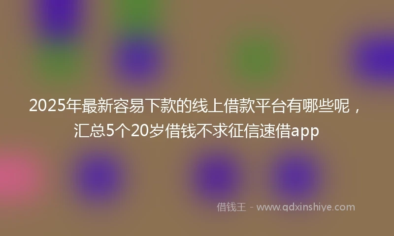 2025年最新容易下款的线上借款平台有哪些呢，汇总5个20岁借钱不求征信速借app