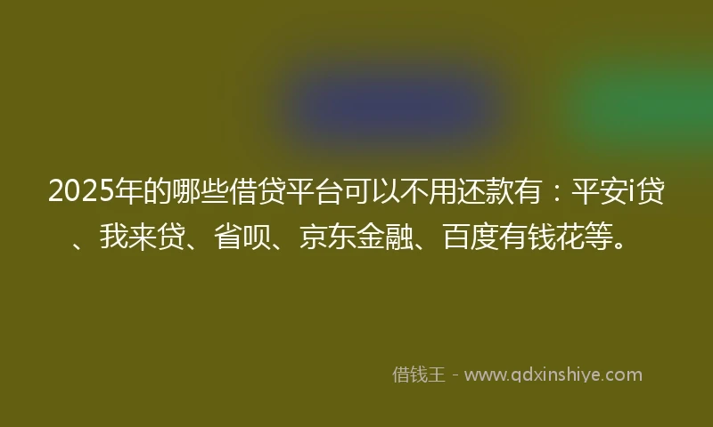2025年的哪些借贷平台可以不用还款有：平安i贷、我来贷、省呗、京东金融、百度有钱花等。