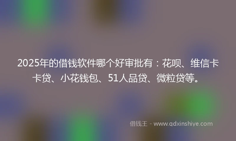 2025年的借钱软件哪个好审批有：花呗、维信卡卡贷、小花钱包、51人品贷、微粒贷等。