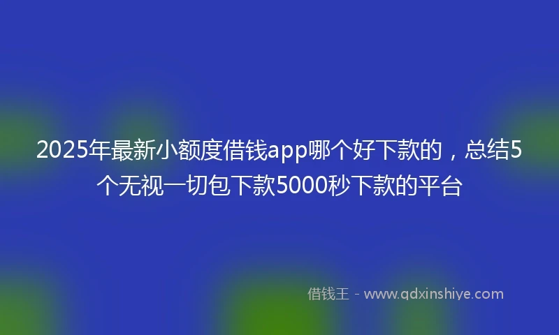 2025年最新小额度借钱app哪个好下款的，总结5个无视一切包下款5000秒下款的平台