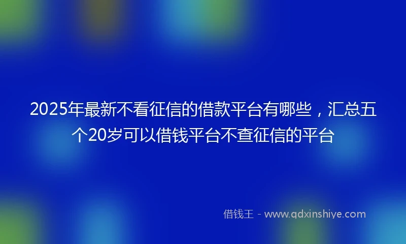 2025年最新不看征信的借款平台有哪些，汇总五个20岁可以借钱平台不查征信的平台