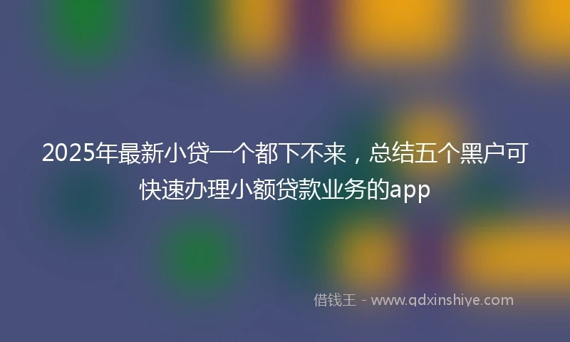 2025年最新小贷一个都下不来，总结五个黑户可快速办理小额贷款业务的app