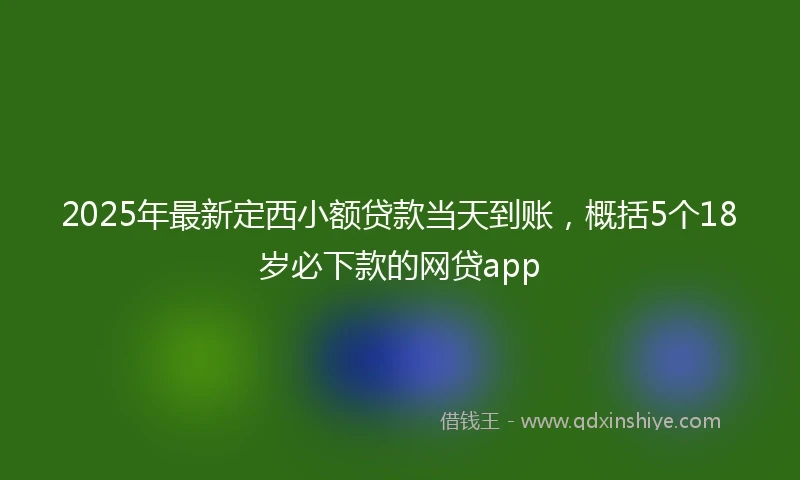 2025年最新定西小额贷款当天到账，概括5个18岁必下款的网贷app
