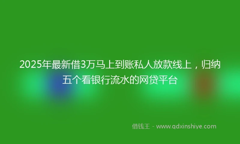 2025年最新借3万马上到账私人放款线上，归纳五个看银行流水的网贷平台