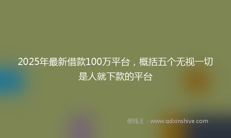 2025年最新借款100万平台，概括五个无视一切是人就下款的平台