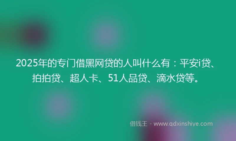 2025年的专门借黑网贷的人叫什么有：平安i贷、拍拍贷、超人卡、51人品贷、滴水贷等。