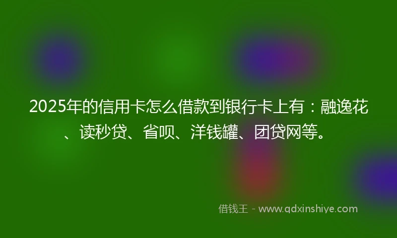 2025年的信用卡怎么借款到银行卡上有：融逸花、读秒贷、省呗、洋钱罐、团贷网等。