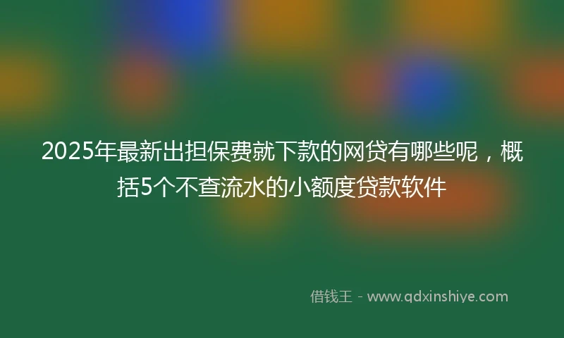 2025年最新出担保费就下款的网贷有哪些呢，概括5个不查流水的小额度贷款软件