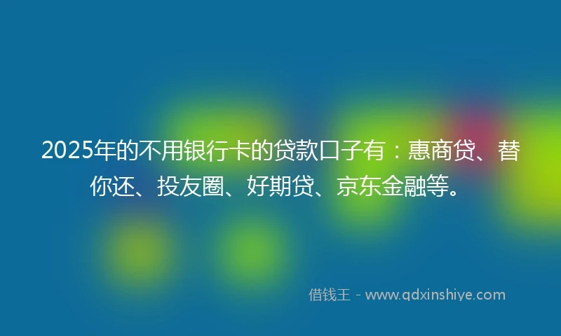 2025年的不用银行卡的贷款口子有：惠商贷、替你还、投友圈、好期贷、京东金融等。