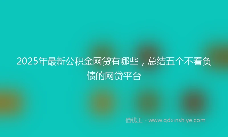 2025年最新公积金网贷有哪些，总结五个不看负债的网贷平台