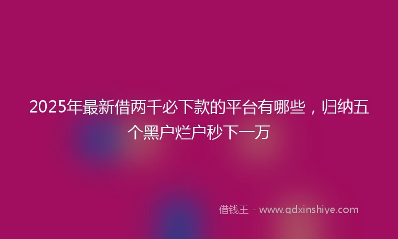 2025年最新借两千必下款的平台有哪些，归纳五个黑户烂户秒下一万